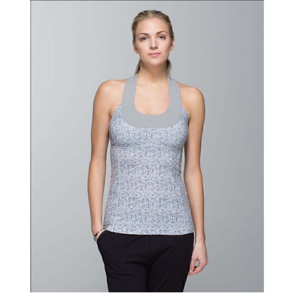Lululemon Scoop Neck Tank Luon Petite Fleur Silver Spoon Ambient Grey Size 10